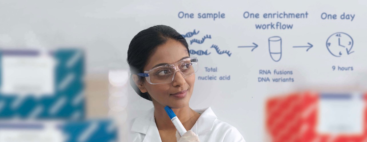 Scientist in front of whiteboard